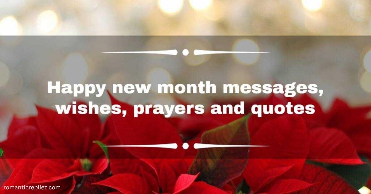 Happy new month image with red flowers and a warm glowing background.