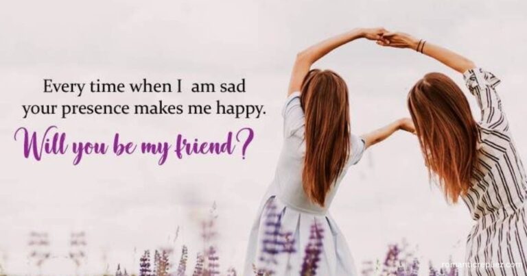 : Two girls form a heart shape with their arms beside a sweet friendship quote.