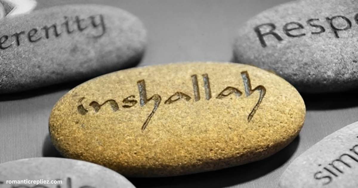 Engraved "Inshallah" stone surrounded by inspirational word stones.