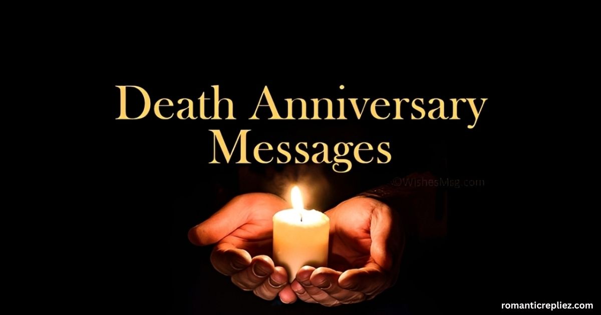Hands holding a lit candle for a death anniversary remembrance message.
