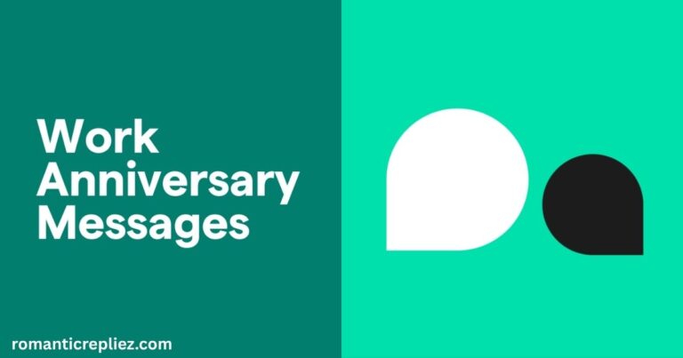 Work anniversary messages featured image with a modern green design.